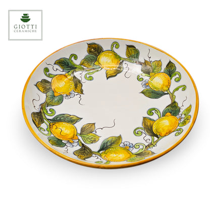 Lemon White ø 40cm Low Serving Bowl - Lemon Harvest
