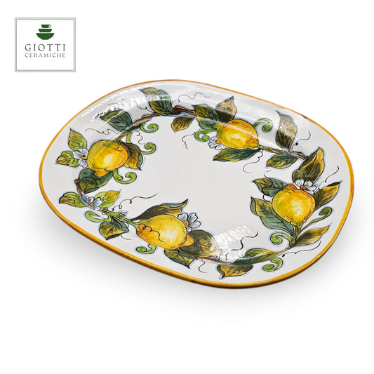 Lemon White Serving Rectangular Platter round corner Tray