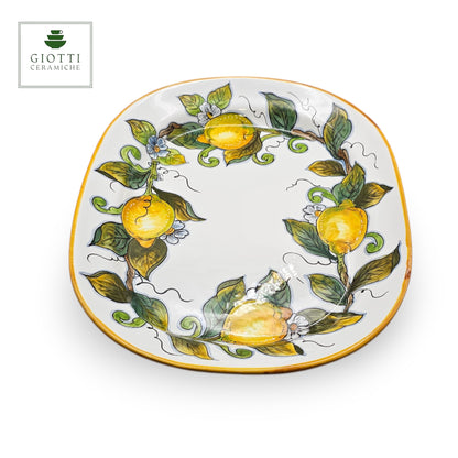 Lemon White Serving Rectangular Platter round corner Tray