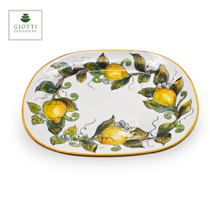 Lemon White Serving Rectangular Platter round corner Tray