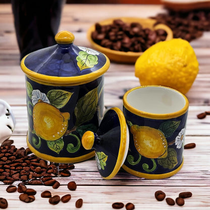 Lemons Blue Ceramic Kitchen small size jar