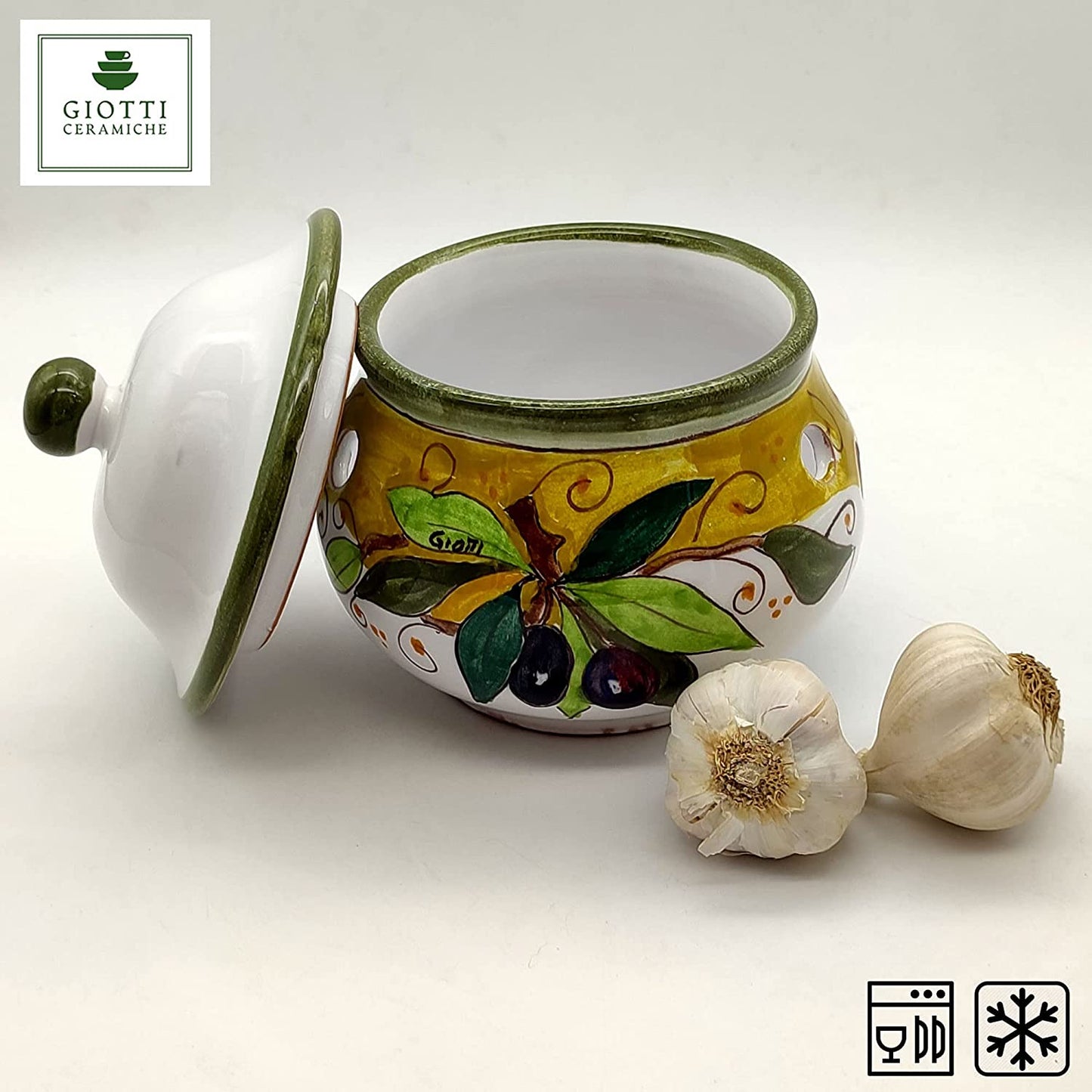 Olive Green Layer Garlic Jar with lid
