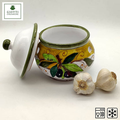 Olive Green Layer Garlic Jar with lid