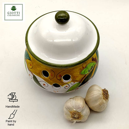 Olive Green Layer Garlic Jar with lid