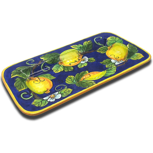 Lemons on Blue Serving Rectangular platter Tray