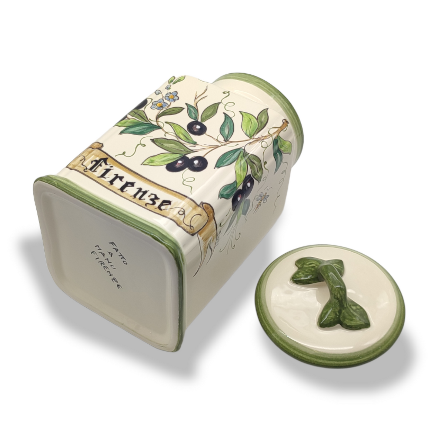 Olive Classico   Ceramic Tall Square Cookies Jar