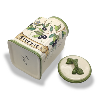 Olive Classico   Ceramic Tall Square Cookies Jar