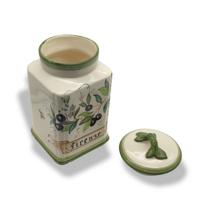Olive Classico   Ceramic Tall Square Cookies Jar