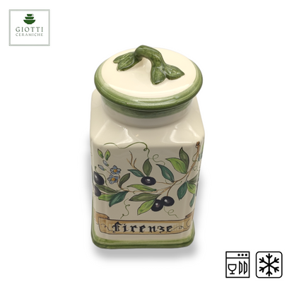 Olive Classico   Ceramic Tall Square Cookies Jar