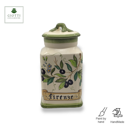 Olive Classico   Ceramic Tall Square Cookies Jar