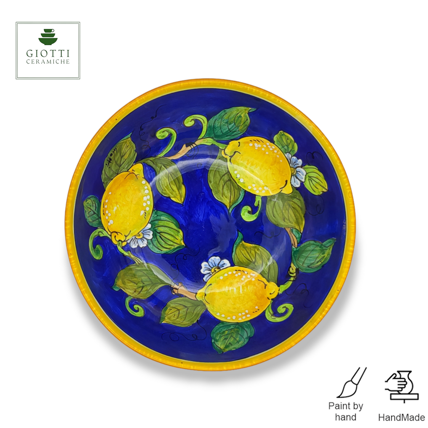 Lemon on Blue Salad Bowl Small 25cm