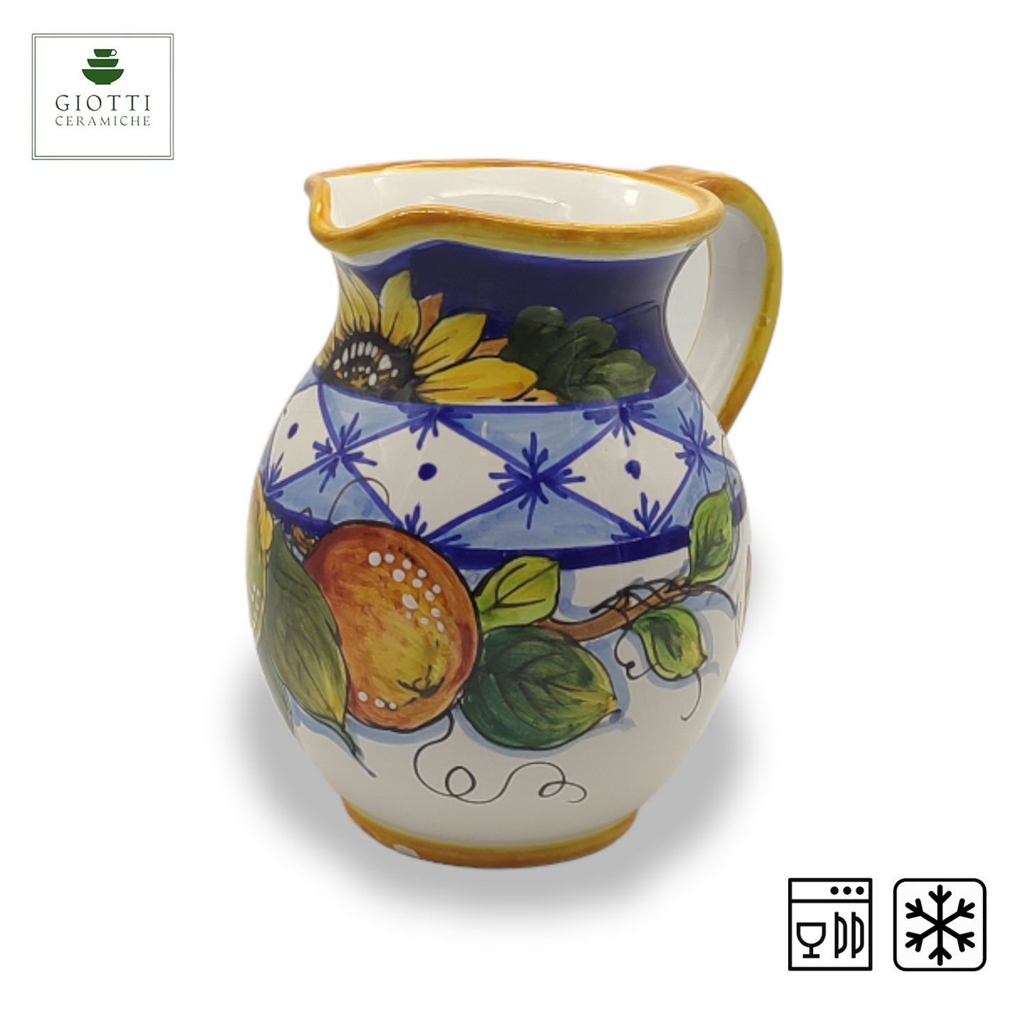 Monteriggioni Blue Sunflower Lemon and Orange Italian Ceramic Water Pitcher – 0.5 Liter (Copy)
