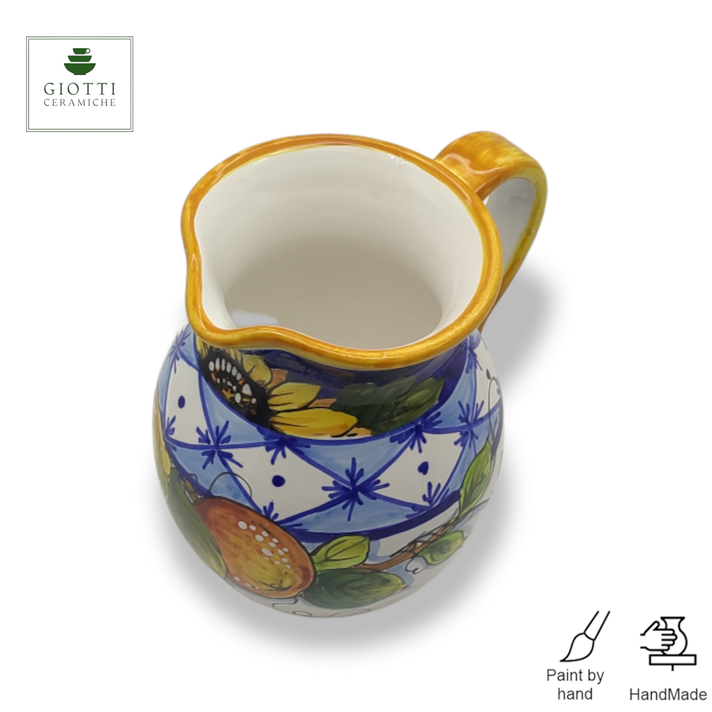 Monteriggioni Blue Sunflower Lemon and Orange Italian Ceramic Water Pitcher – 0.5 Liter (Copy)