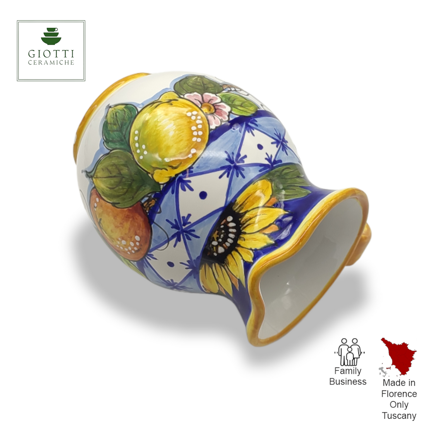 Monteriggioni Blue Sunflower Lemon and Orange Italian Ceramic Water Pitcher – 0.5 Liter (Copy)