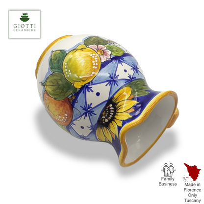 Monteriggioni Blue Sunflower Lemon and Orange Italian Ceramic Water Pitcher – 0.5 Liter (Copy)