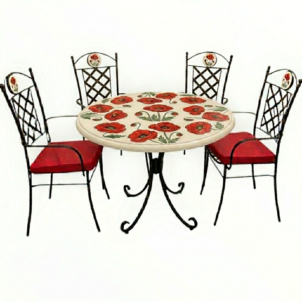 Hand-Painted Ceramic Garden Table Round