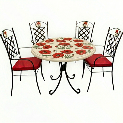 Hand-Painted Ceramic Garden Table Round