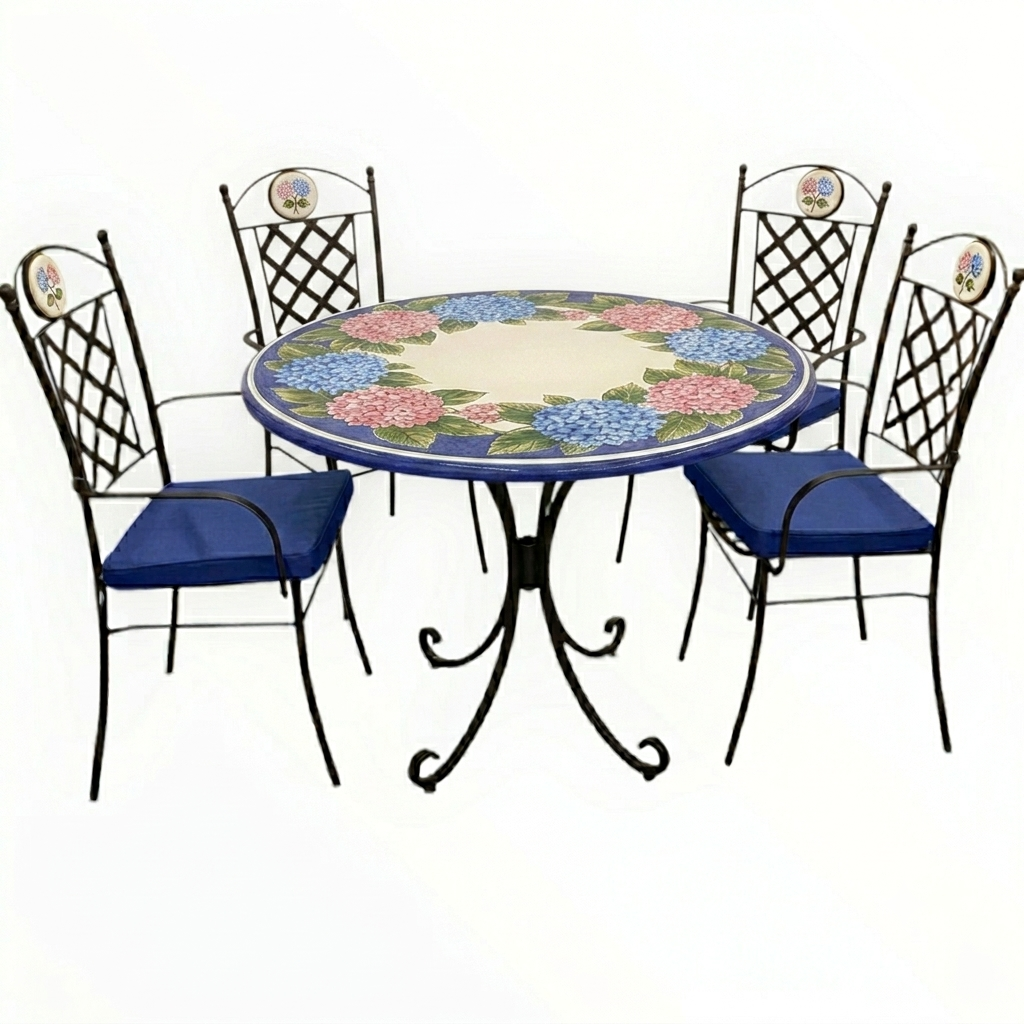 Hand-Painted Ceramic Garden Table Round