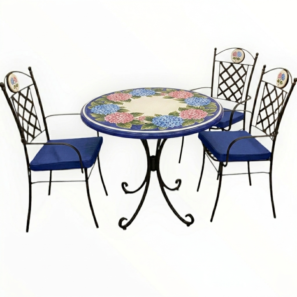 Hand-Painted Ceramic Garden Table Round