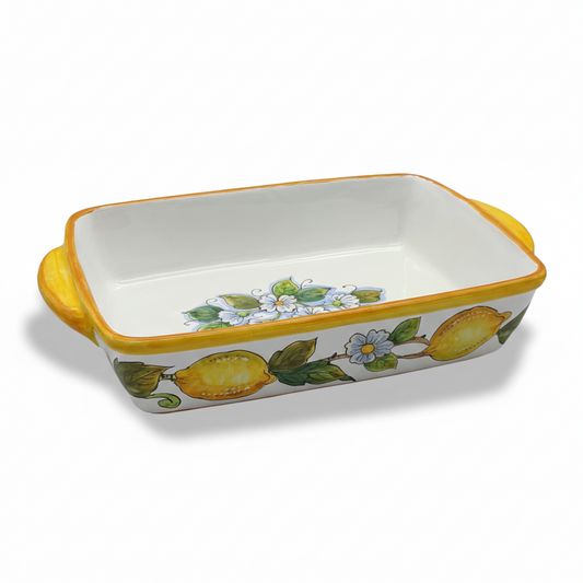 Lemon White Italian Ceramic Rectangular Baking Dish