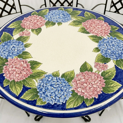 Hand-Painted Ceramic Garden Table Round