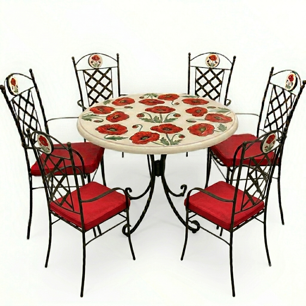 Hand-Painted Ceramic Garden Table Round