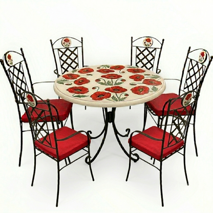 Hand-Painted Ceramic Garden Table Round