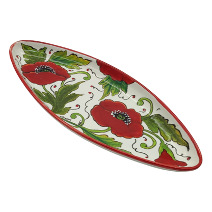 Val D'Orcia Poppies small Oval Narrow Tray
