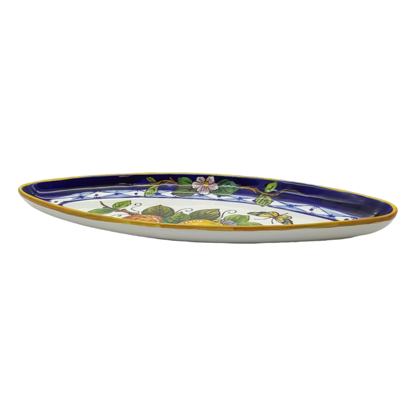Monteriggioni Blue Sunflower Lemon and Orange Small Oval Narrow Tray