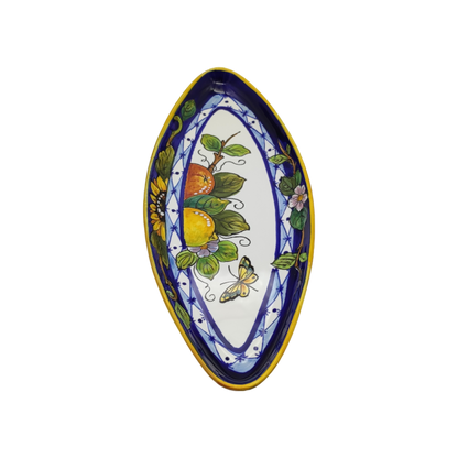 Monteriggioni Blue Sunflower Lemon and Orange Small Oval Narrow Tray