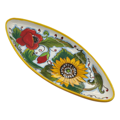 Girasoli e Papaveri Oval Narrow Tray Small