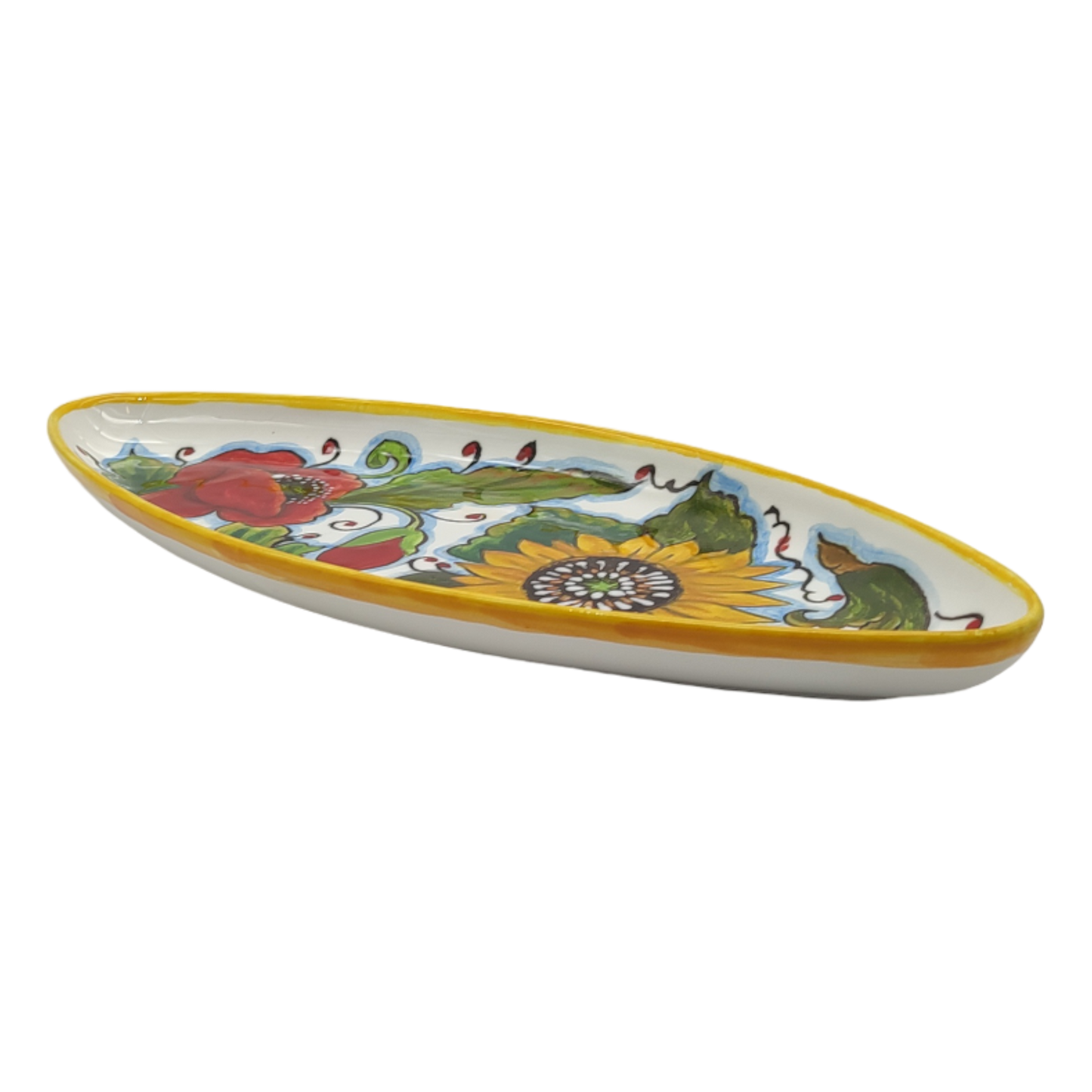 Girasoli e Papaveri Oval Narrow Tray Small