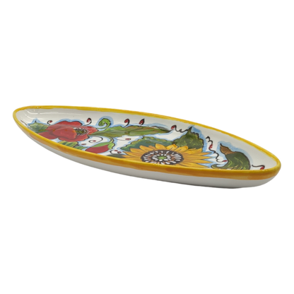 Girasoli e Papaveri Oval Narrow Tray Small