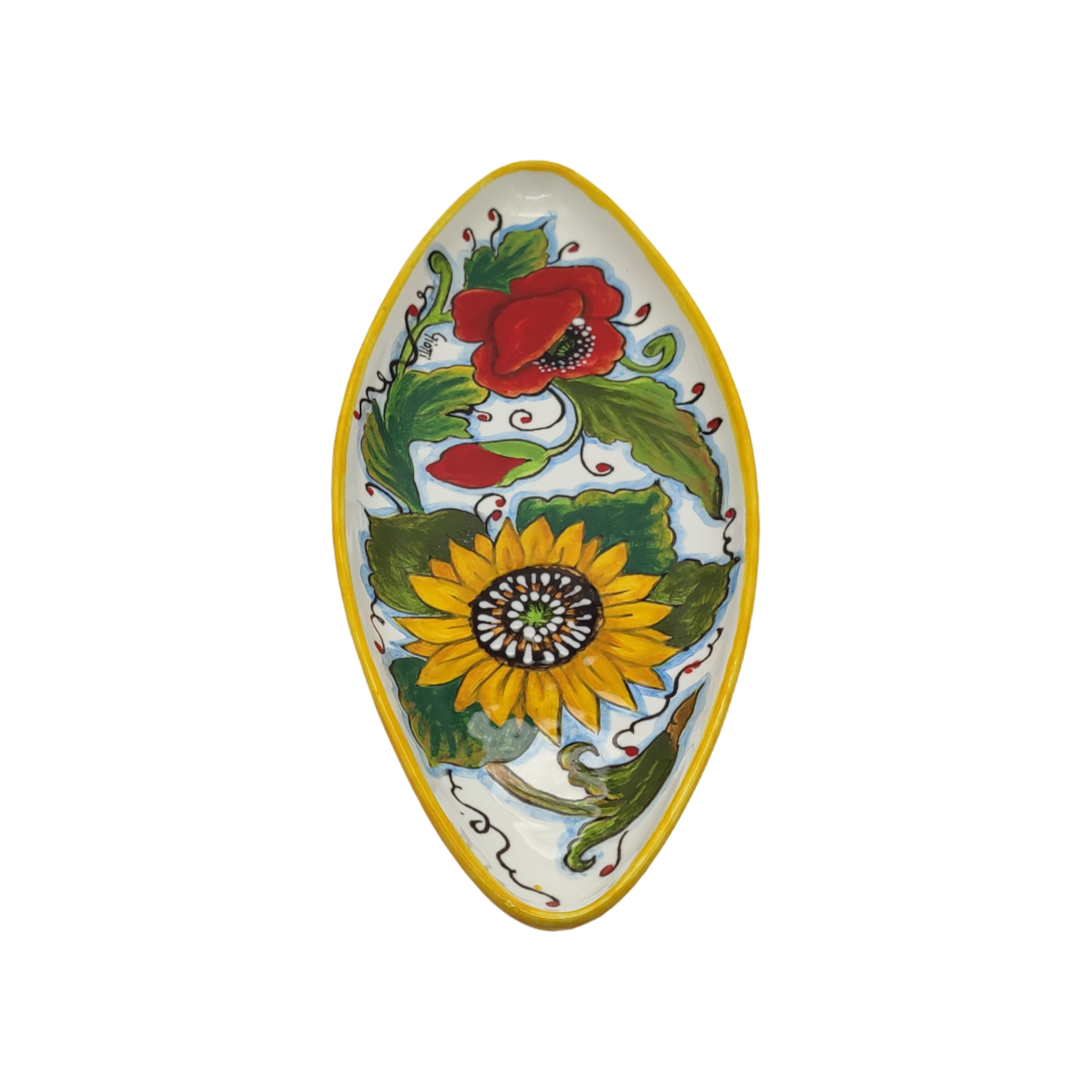 Girasoli e Papaveri Oval Narrow Tray Small
