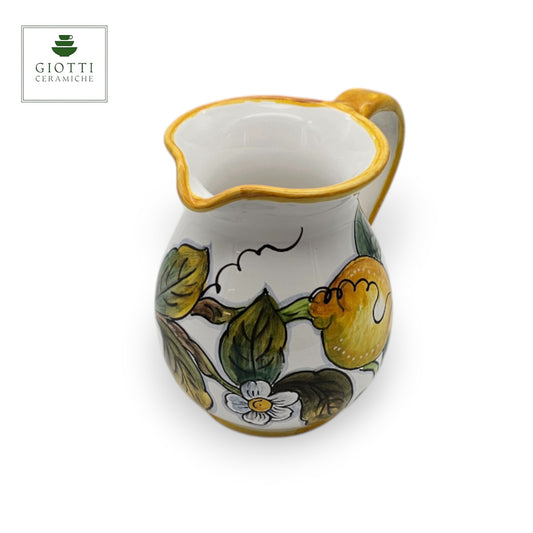 White Lemon Hand-Painted Italian Ceramic Water Pitcher – 0.5 Liter