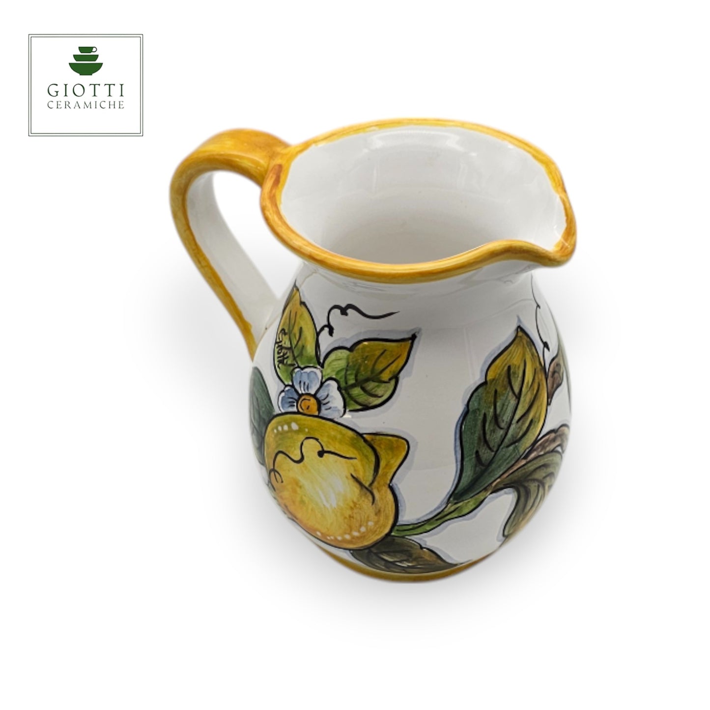 White Lemon Hand-Painted Italian Ceramic Water Pitcher – 0.5 Liter