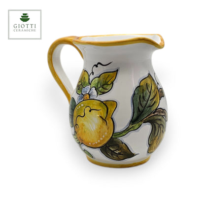 White Lemon Hand-Painted Italian Ceramic Water Pitcher – 0.5 Liter
