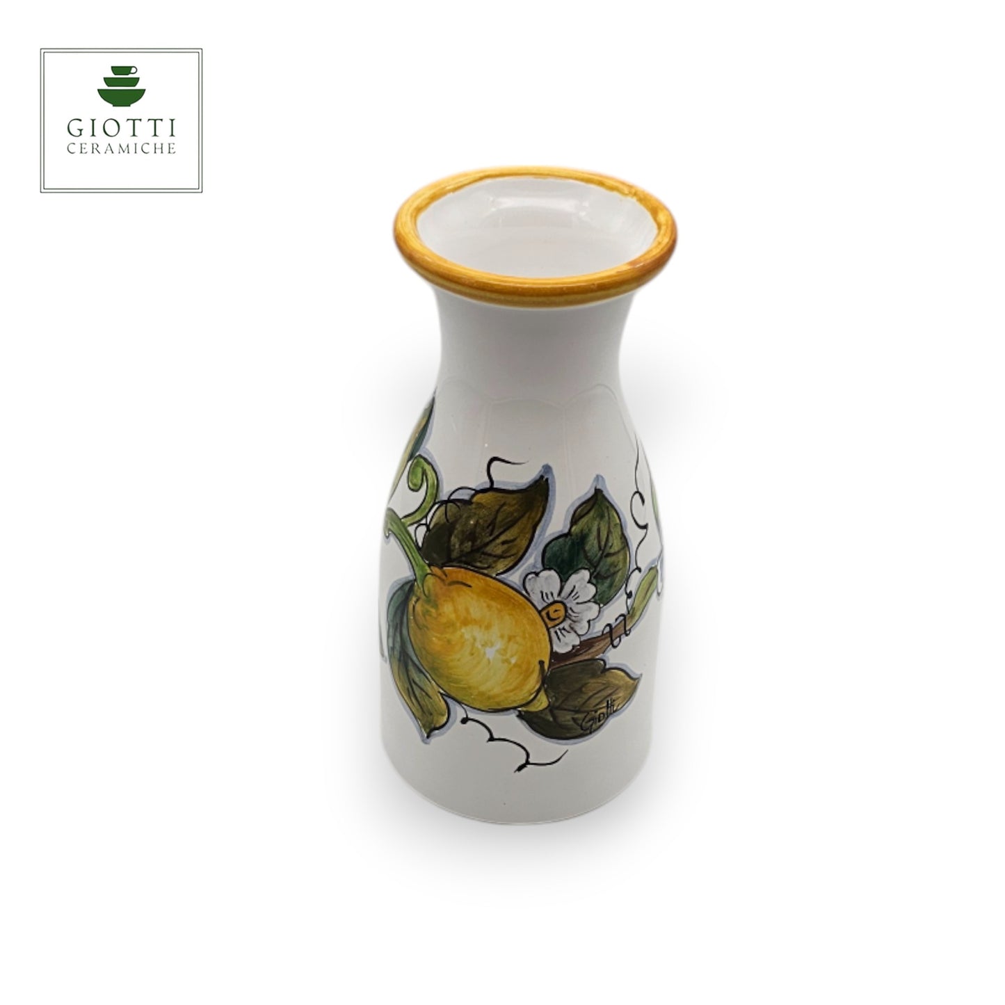 White Lemon Hand-Painted Italian Ceramic Carafe & Vase – 0.5 Liter