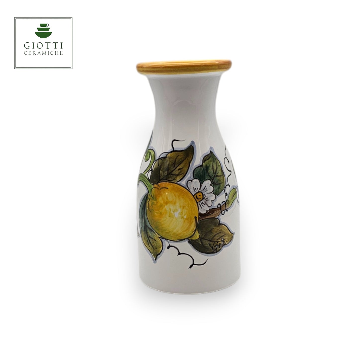 White Lemon Hand-Painted Italian Ceramic Carafe & Vase – 0.5 Liter