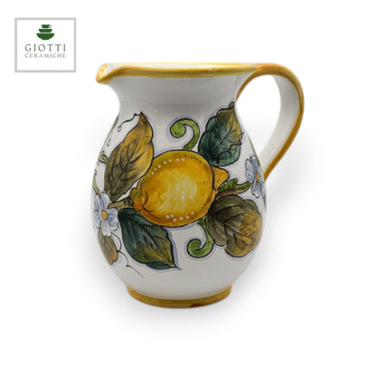 White Lemon Hand-Painted Italian Ceramic Water Pitcher – 1 Liter