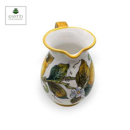 White Lemon Hand-Painted Italian Ceramic Water Pitcher – 1 Liter