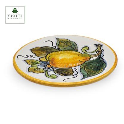 White Lemon Hand-Painted Italian Ceramic Bread Plate