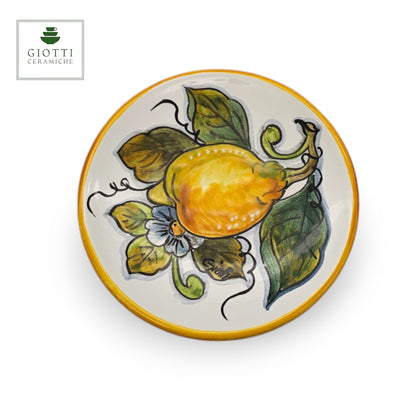 White Lemon Hand-Painted Italian Ceramic Bread Plate