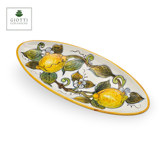 Lemon White Oval Narrow Tray Medium