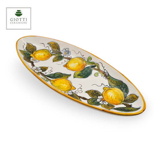 White Lemon Oval Narrow Tray Long
