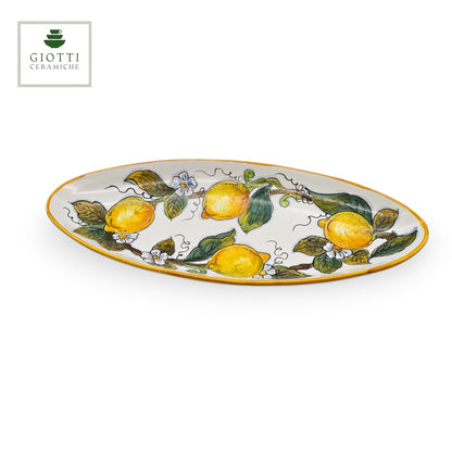 White Lemon Oval Narrow Tray Long