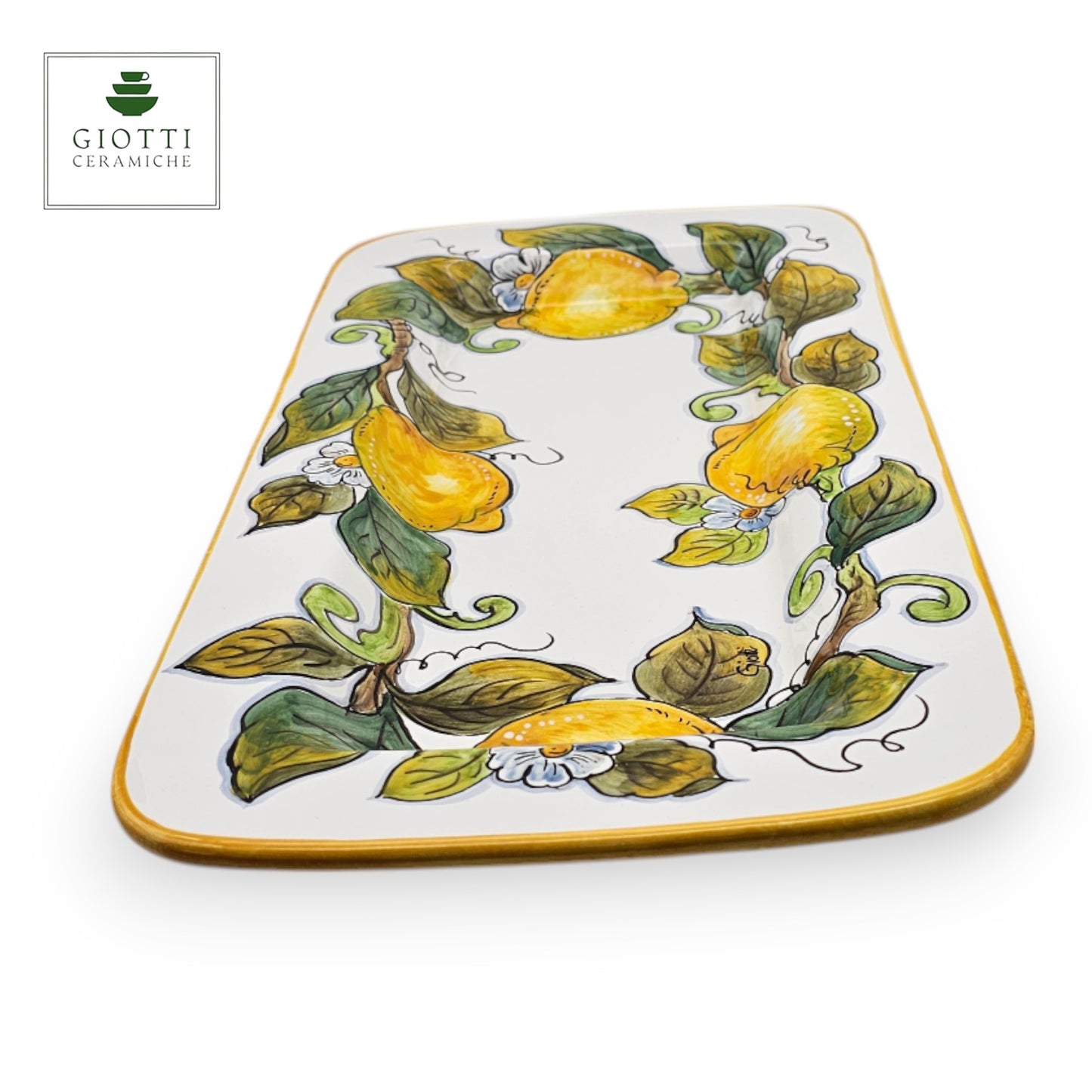 Lemon White Serving Rectangular Platter Medium Tray