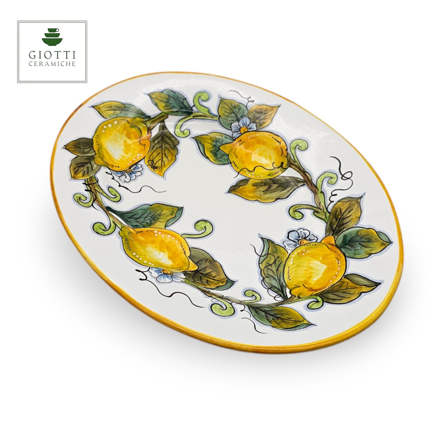Lemon White Oval Serving Tray