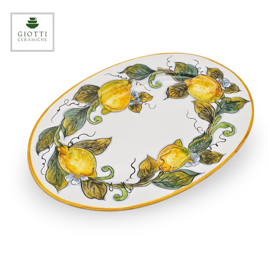 Lemon White Oval Medium Serving Tray
