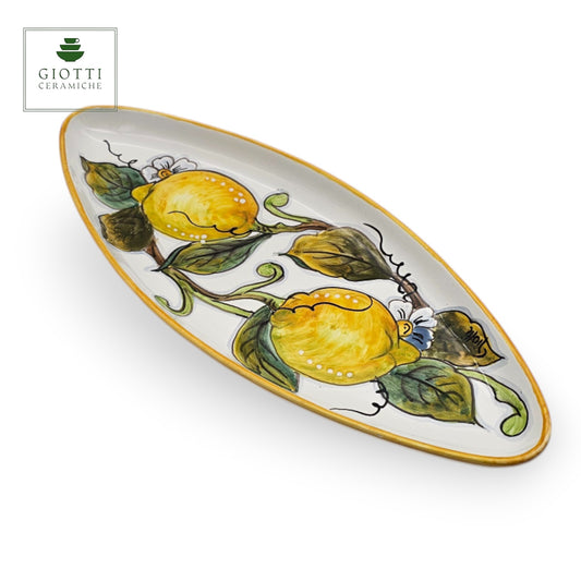 Lemon White Oval Narrow Tray Small